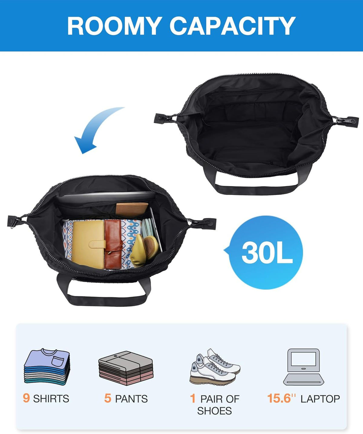 Large Gym Bag with Yoga Mat Buckle, Weekender Overnight Bag for Women, Travel Duffle Bag for Travel Essentials, Carry on Tote Bag Hospital Bag for Labor and Delivery