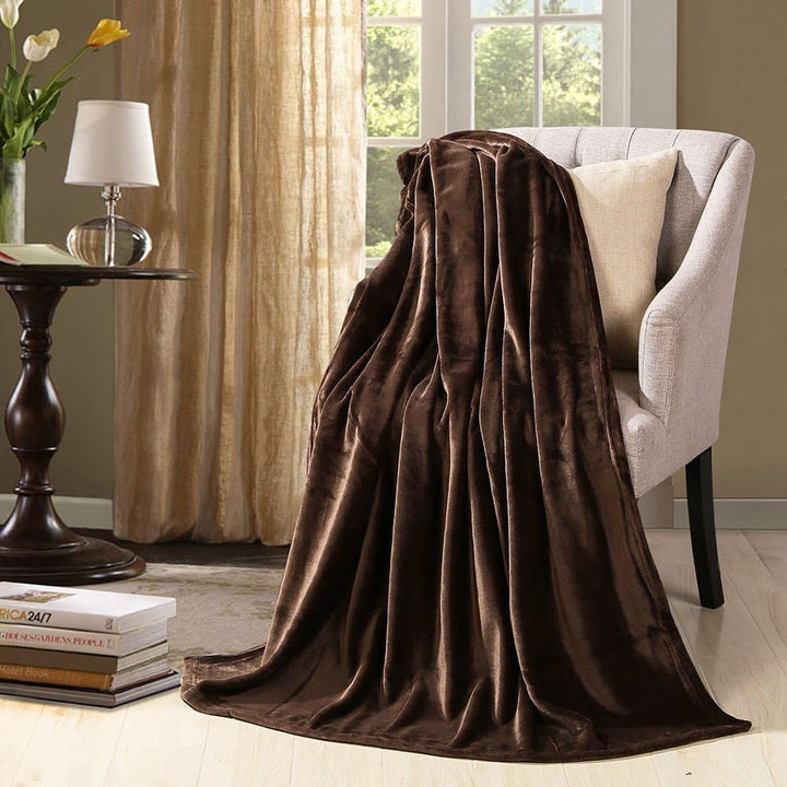 Flannel Fleece Throw Blanket Chocolate - Super Soft Plush Microfiber Solid Blanket for Couch, Bed, Chair, Sofa - Fuzzy Cozy Lightweight - 50X60 Inch