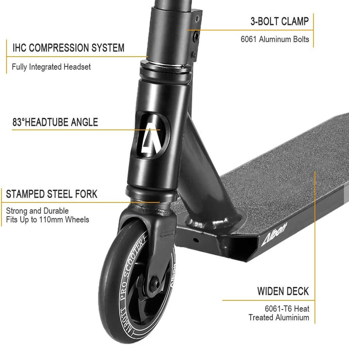 Pro Scooters Trick Scooter - Freestyle 110Mm Aluminium Core Wheels & ABEC-9 Stunt Scooters for Kids 8 Years and up Entry Level Scooter for Beginner Boys Girls Teens Adults