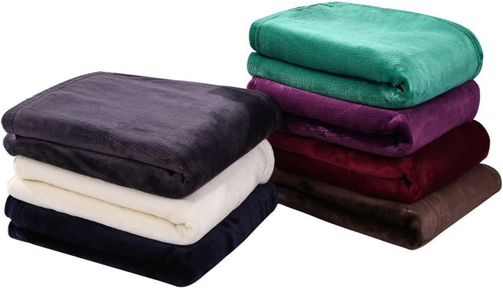 Flannel Fleece Throw Blanket Chocolate - Super Soft Plush Microfiber Solid Blanket for Couch, Bed, Chair, Sofa - Fuzzy Cozy Lightweight - 50X60 Inch