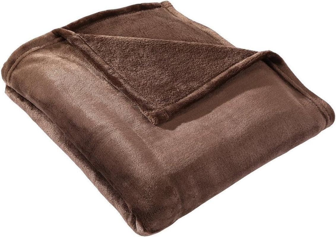 Flannel Fleece Throw Blanket Chocolate - Super Soft Plush Microfiber Solid Blanket for Couch, Bed, Chair, Sofa - Fuzzy Cozy Lightweight - 50X60 Inch