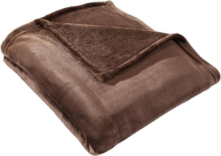 Flannel Fleece Throw Blanket Chocolate - Super Soft Plush Microfiber Solid Blanket for Couch, Bed, Chair, Sofa - Fuzzy Cozy Lightweight - 50X60 Inch