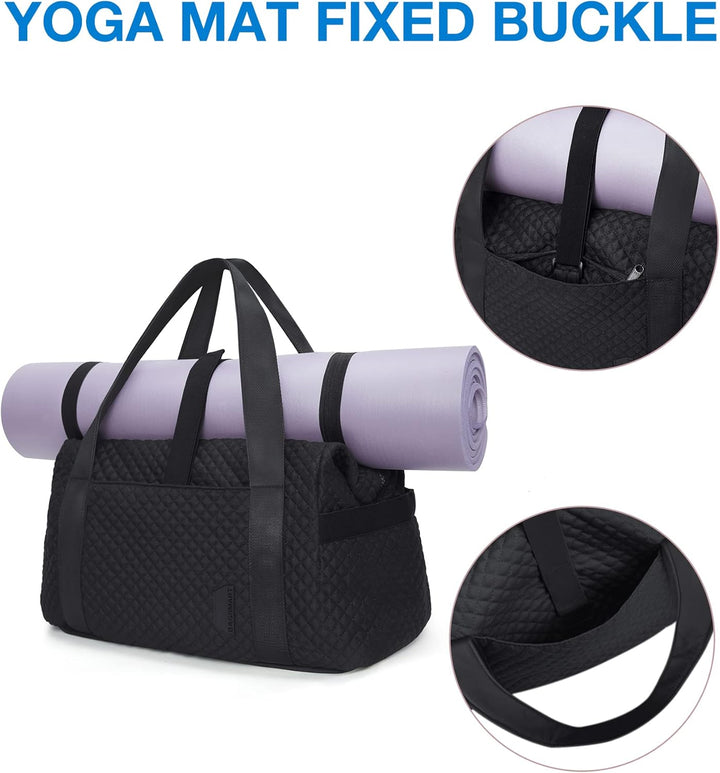 Large Gym Bag with Yoga Mat Buckle, Weekender Overnight Bag for Women, Travel Duffle Bag for Travel Essentials, Carry on Tote Bag Hospital Bag for Labor and Delivery