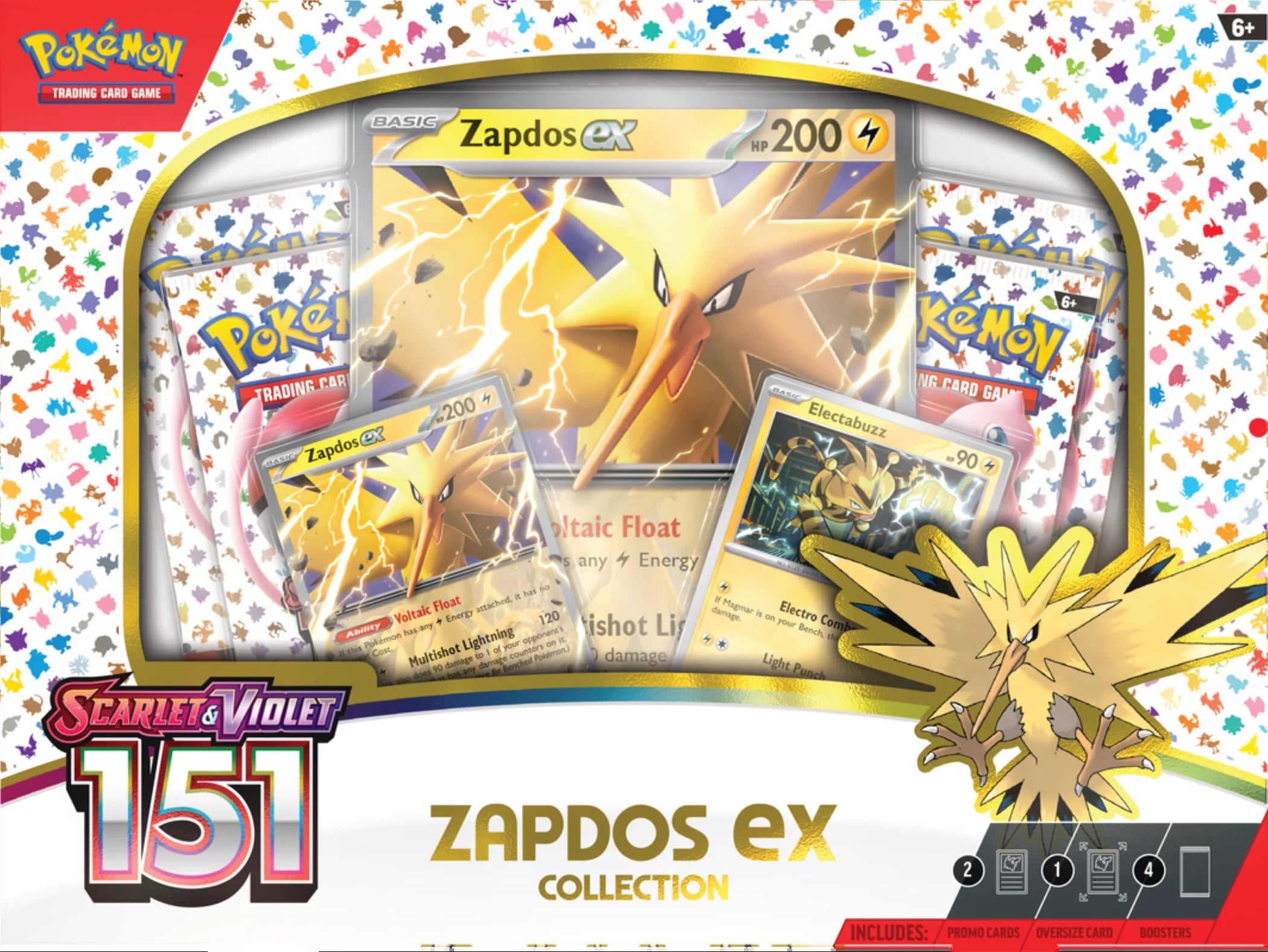 Pokemon Trading Card Games Scarlet & Violet 3.5 151 Collection Zapdos Ex - 4 Pokemon Tgc Scarlet & Violet—151 Booster Packs