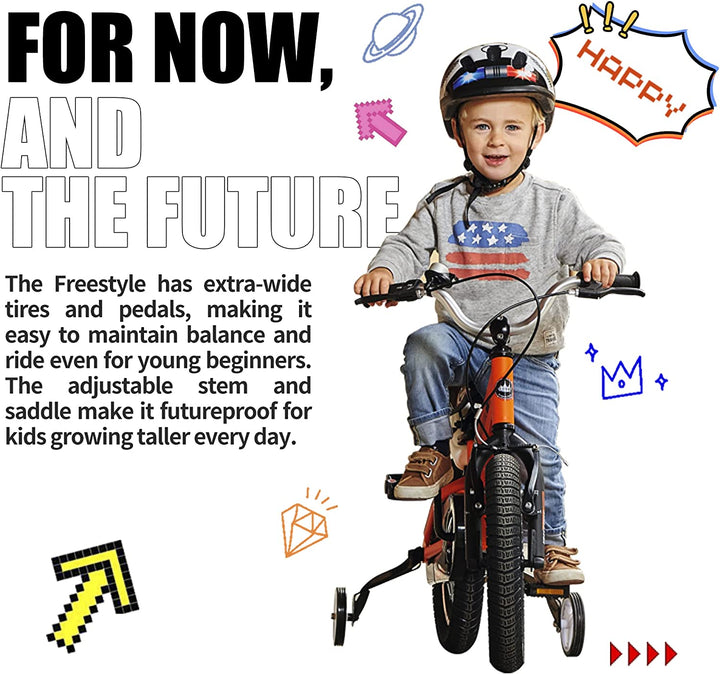 Kids Bike Freestyle Classic 12 14 16 18 Inch Children Bicycle for Ages 3-10 Years Toddler to Big Kids