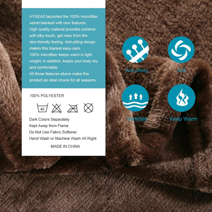 Flannel Fleece Throw Blanket Chocolate - Super Soft Plush Microfiber Solid Blanket for Couch, Bed, Chair, Sofa - Fuzzy Cozy Lightweight - 50X60 Inch