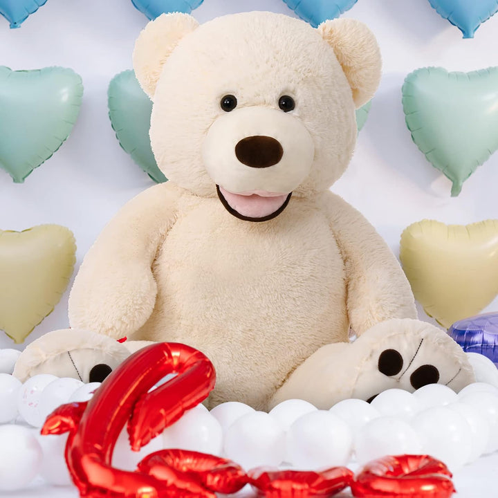 Giant Teddy Bear, 39Inch Large Stuffed Animals with Big Footprints Plush Stuffed Bears Gifts for Kids, Beige